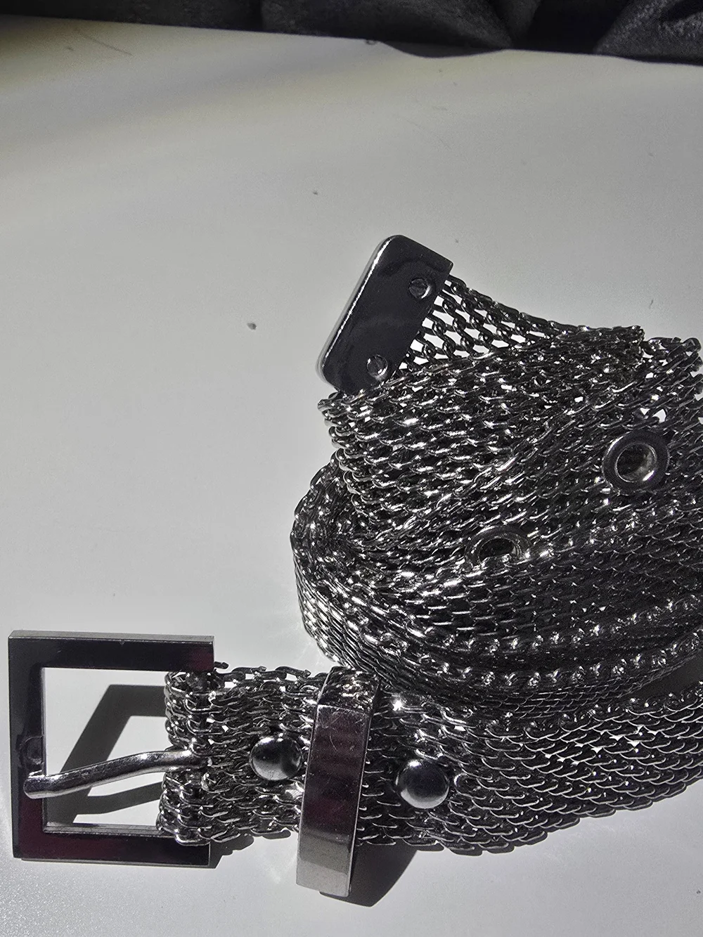 Vintage Crome Metallic Mesh Belt - Silver